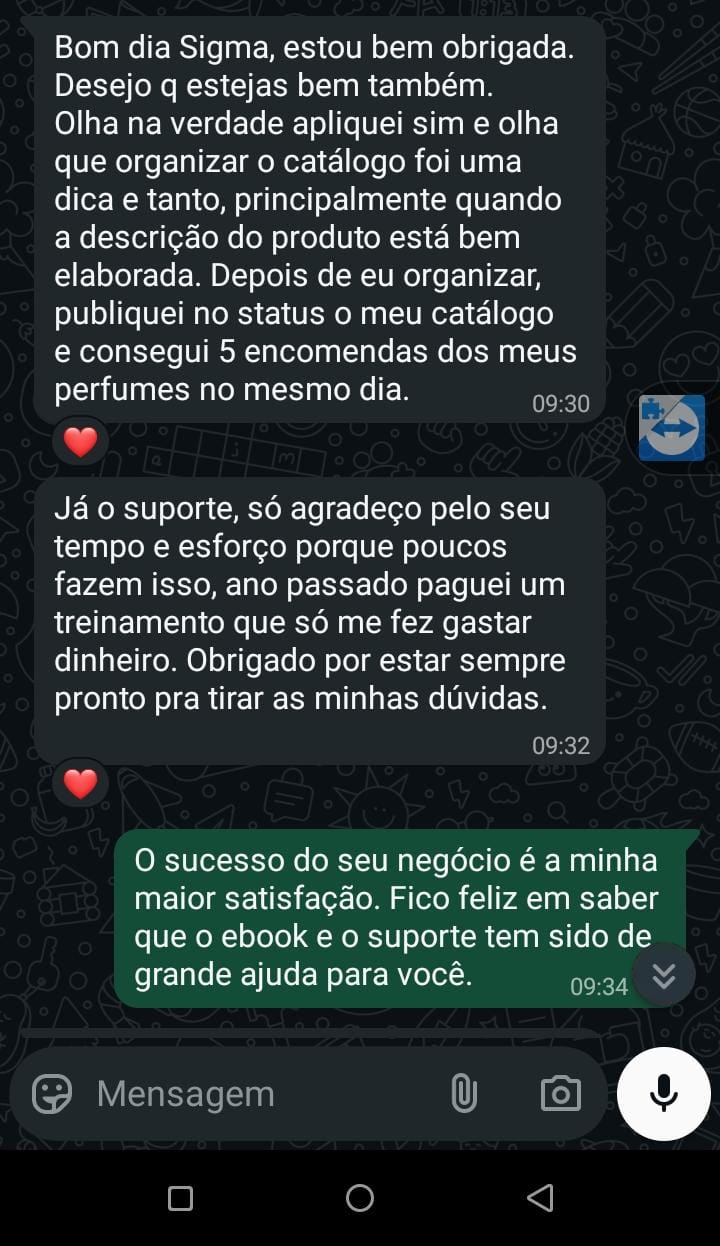 Feedback real de leitor do ebook